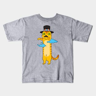 Cute long meme cat in hat Kids T-Shirt